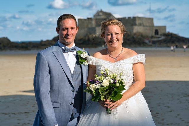 Bride and Groom on the Beach